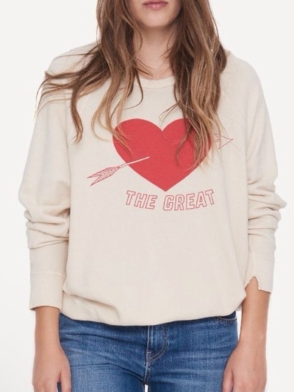 NWT THE GREAT. COLLEGE SWEATSHIRT W/ HEART GRAPHIC LOVESTRUCK